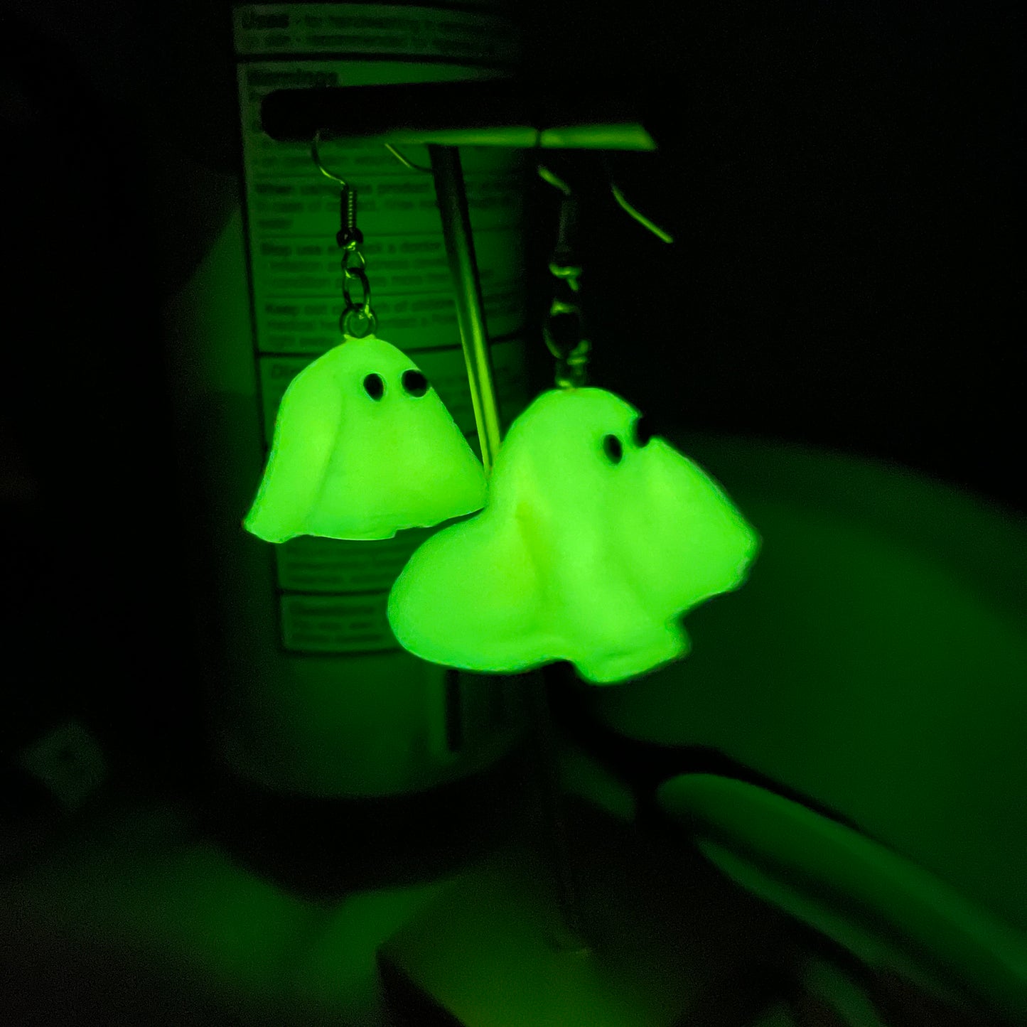 Glow in the Dark Ghost Cute Spooky Halloween Handmade Dangle Clay Earrings - Preorder