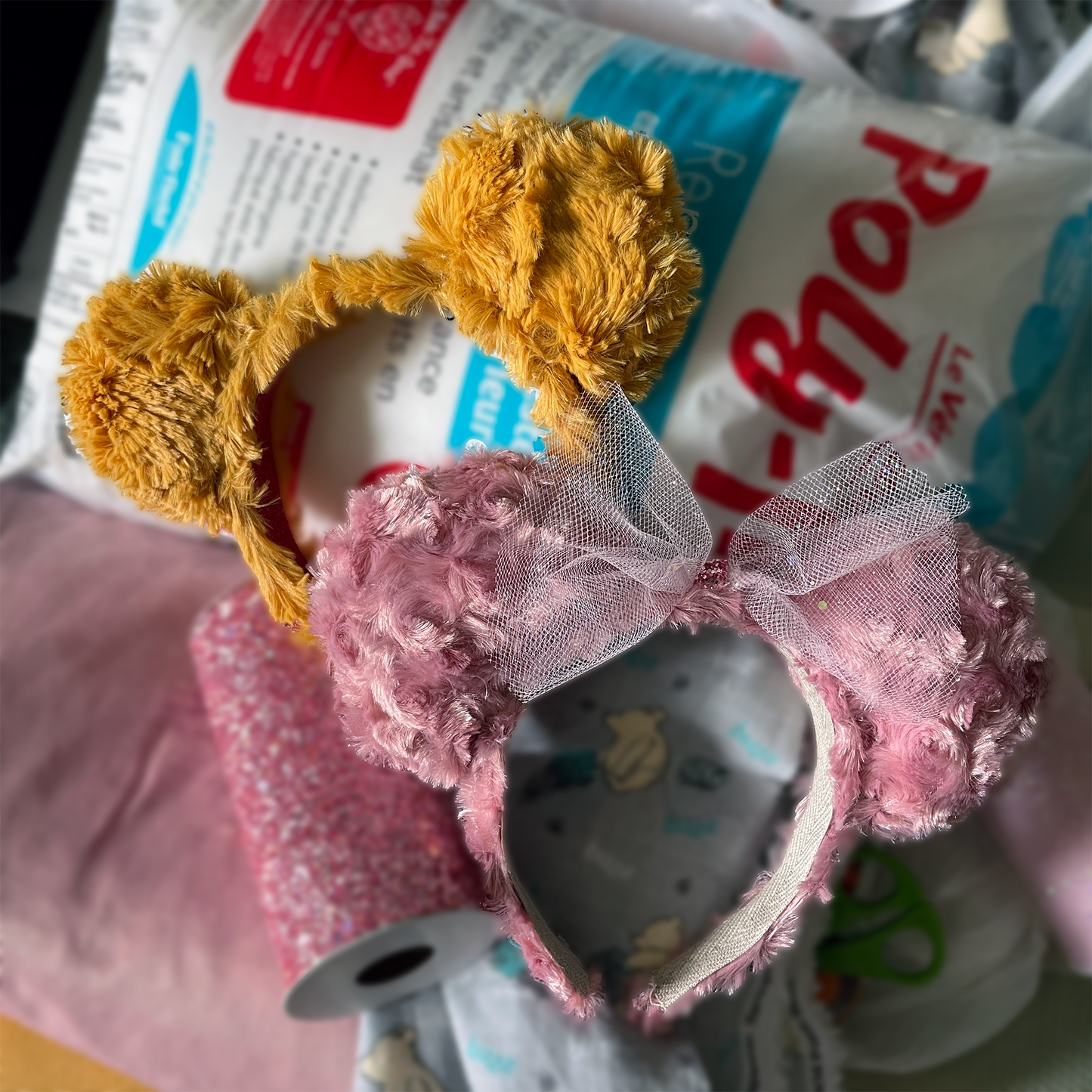 Winnie the Pooh Piglet Soft Furry Non Slip Handmade Mickey Ears Headband