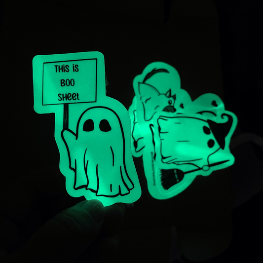 Ghostly Glows: Water-Resistant Spooky Sticker Set with Glow-in-the-Dark Haunting Effect!