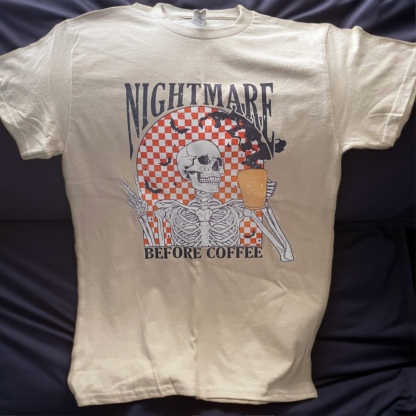 Halloween Vibes: Nightmare Before Coffee Skeleton Unisex Cotton T-Shirt – Spooky Chic Tee with Coffee Lover's Twist