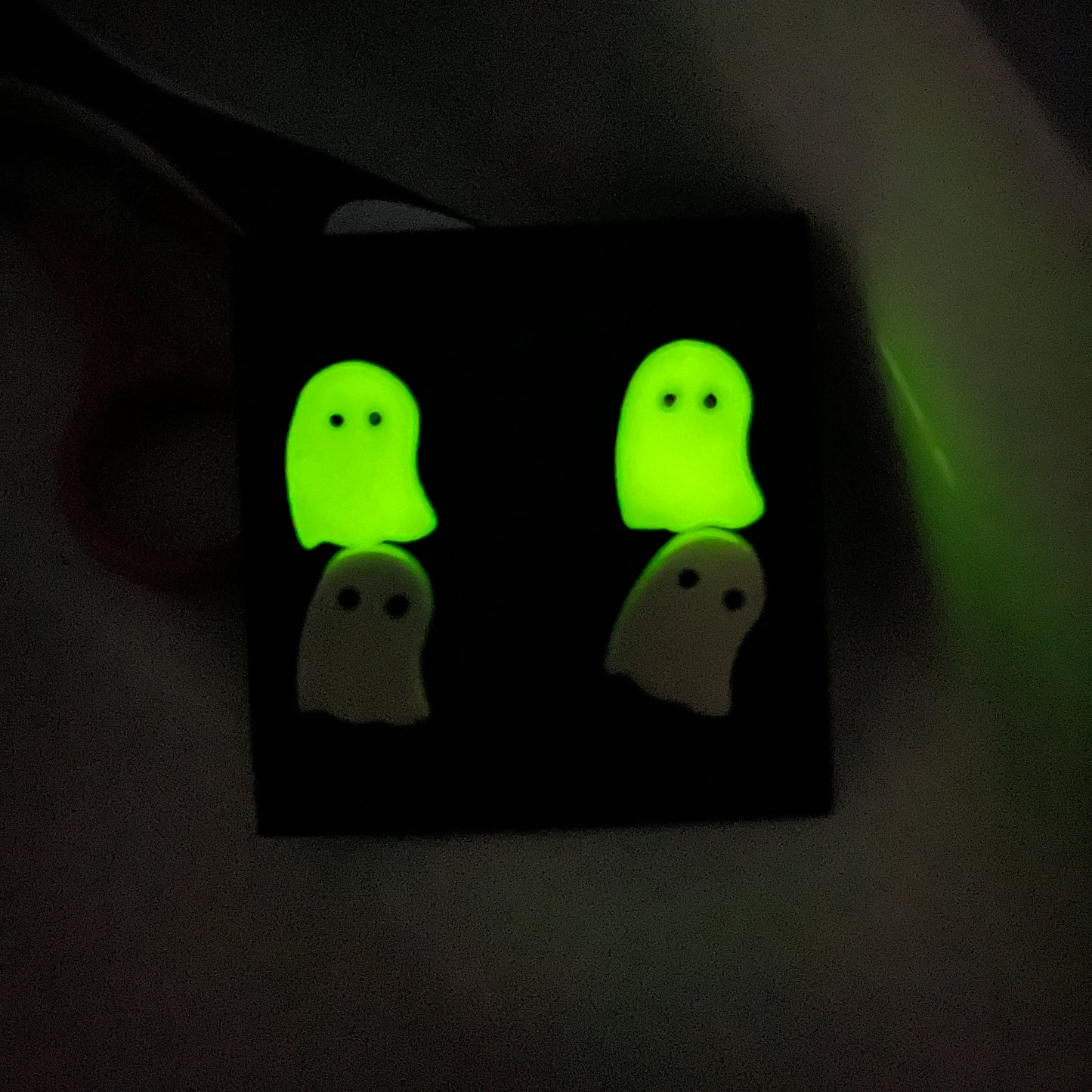 Handmade Spooky Halloween Glow in the Dark Ghosts Studs Pumpkins and Tombstone Dangle Clay Earrings