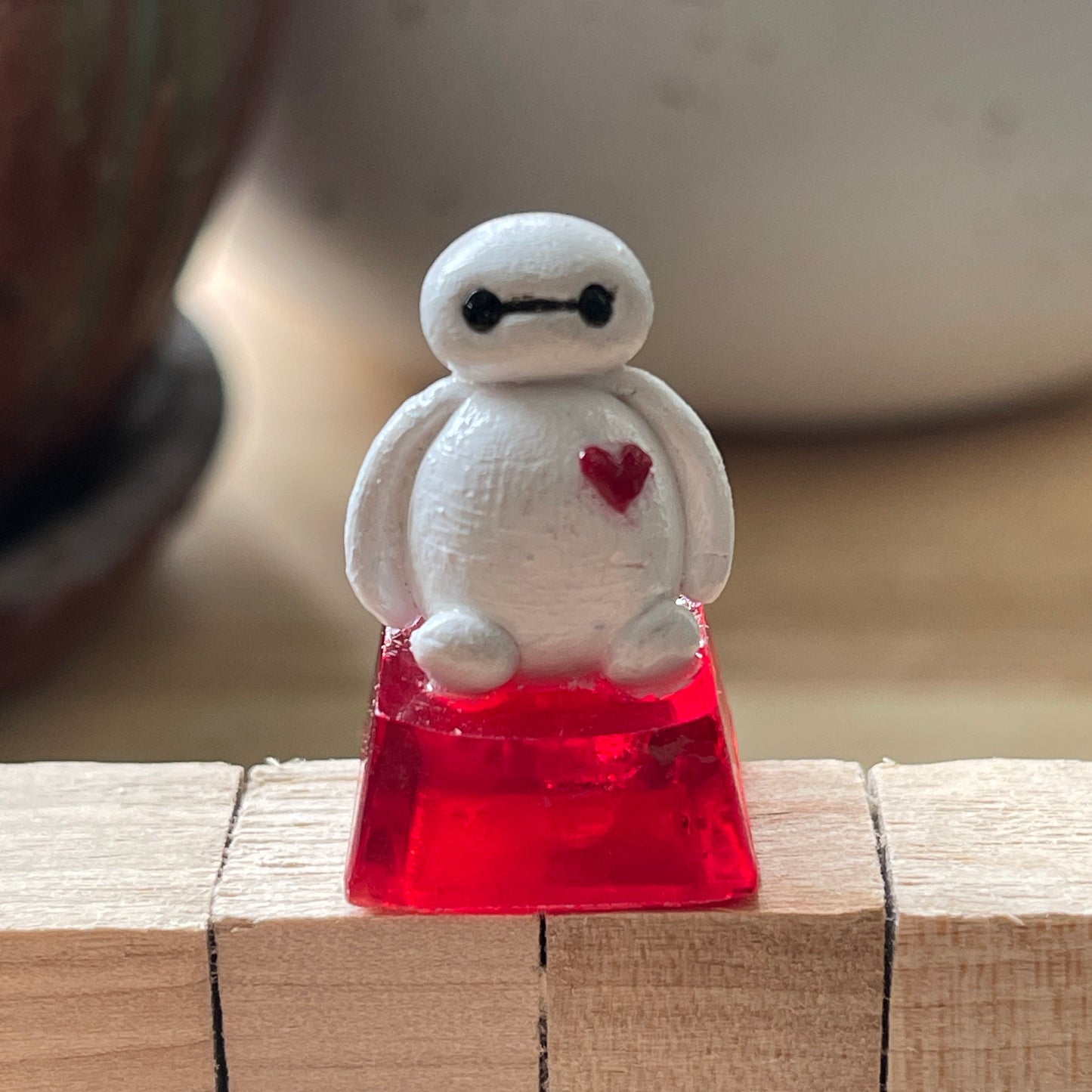 Handmade Clay Resin Baymax with Heart Collectible Figurine Fidget Keycap