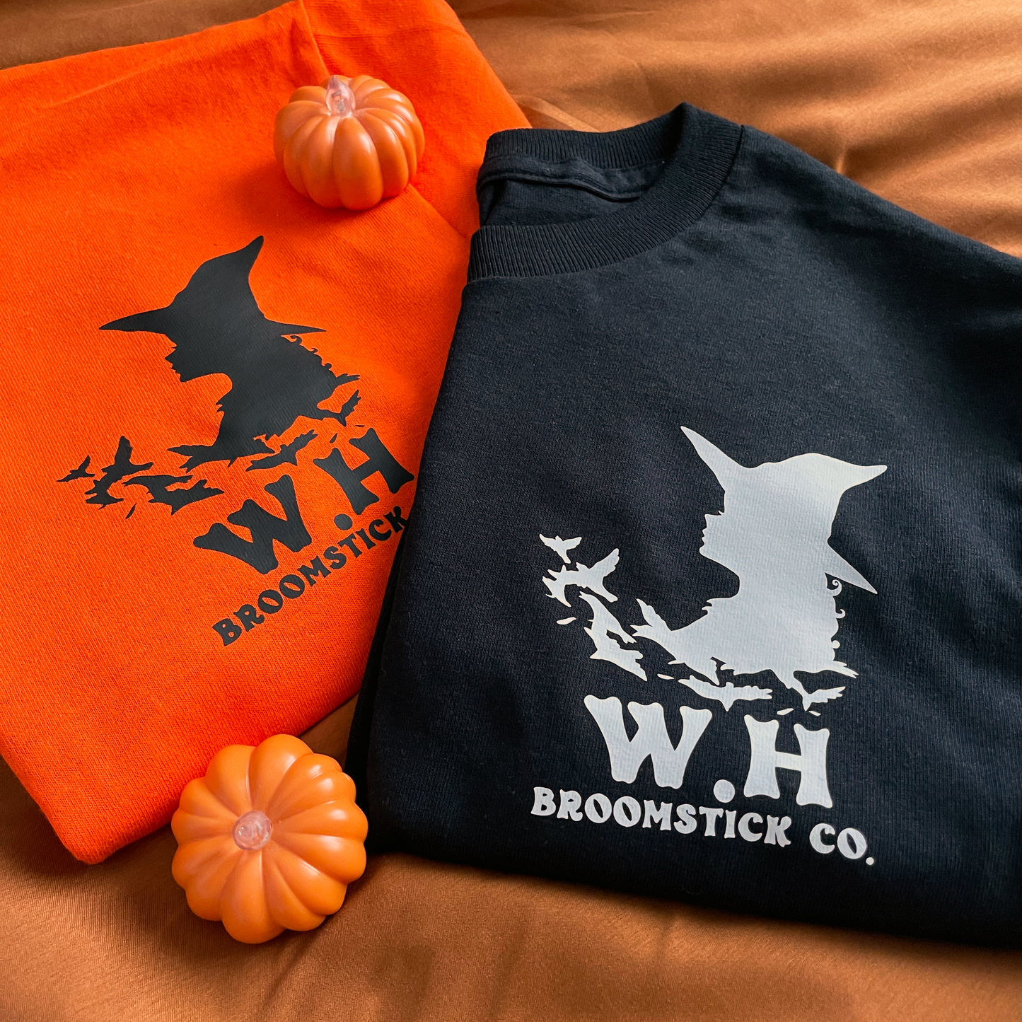 Witching Hour Broomstick Co.: Spooky Orange Halloween Witches Broom Unisex Cotton T-Shirt