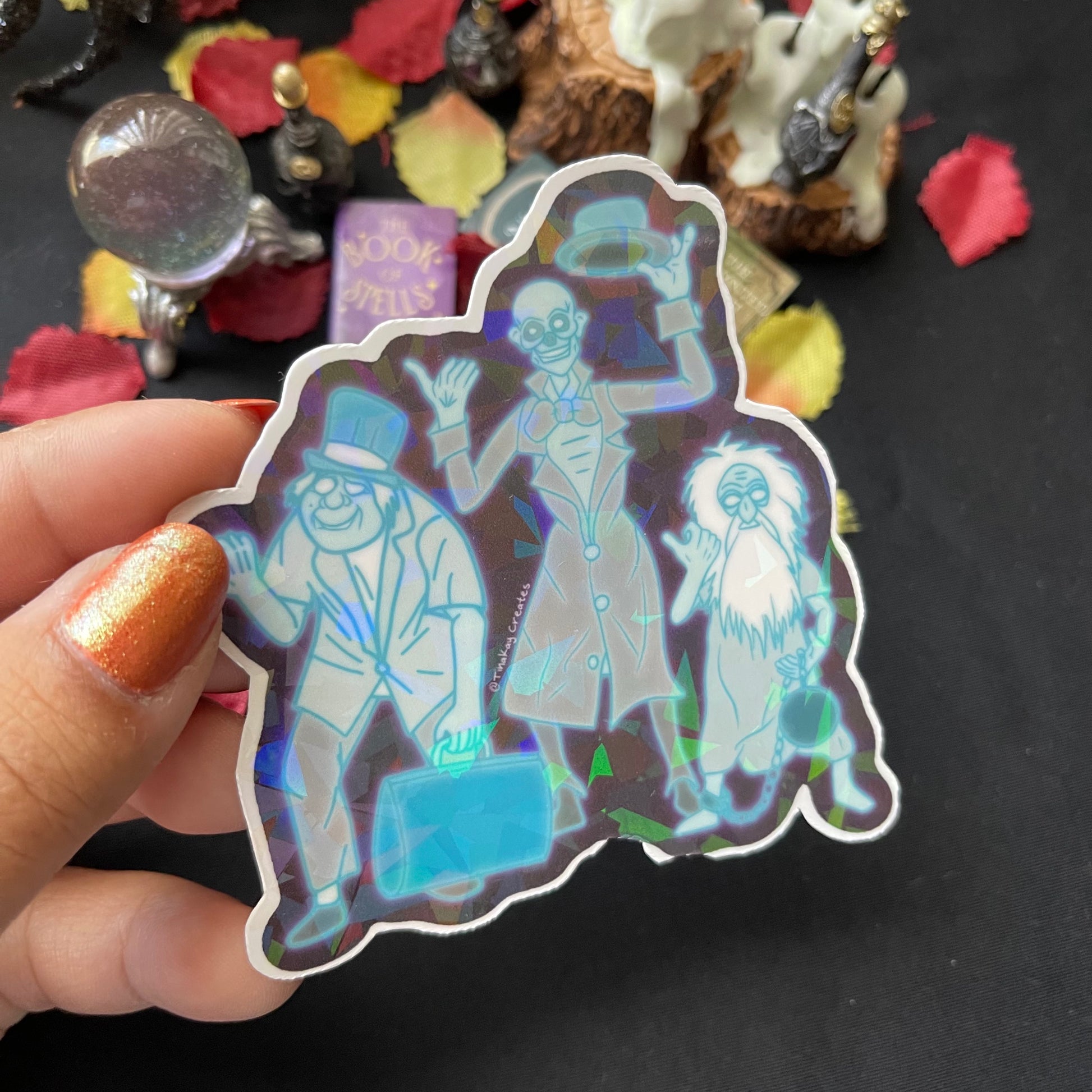 Haunted Figures Mansion Leota, Hitch Hiking Ghosts, Constance the Bride Waterproof Stickers - TinakayCreations