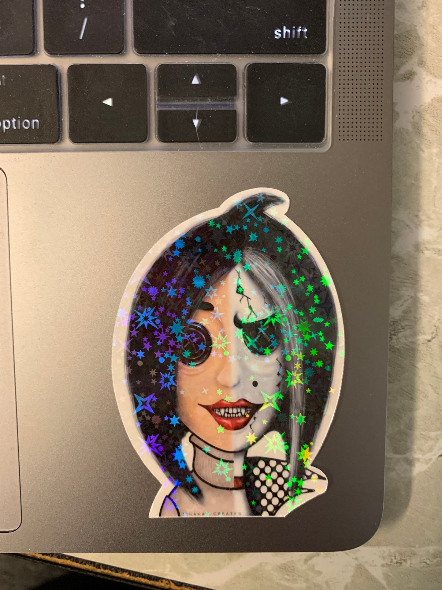 The Other Mother Two-Faced Coraline Holographic Sticker 2.5" - TinakayCreations
