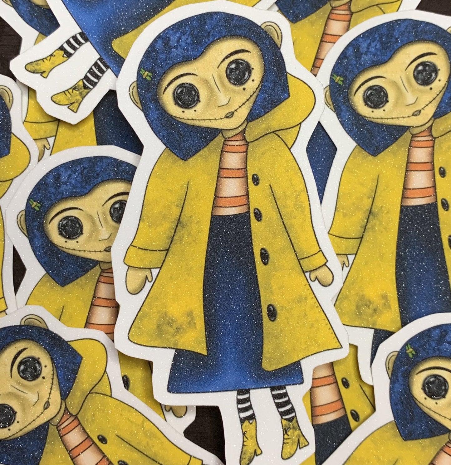 Sugar Speckled Matte Creepy Button Eyes Doll Sticker - TinakayCreations