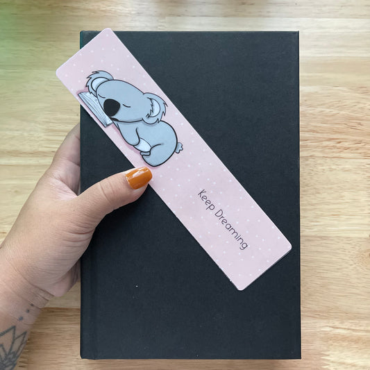 Keep Dreaming Inspiration Adorable Cute Sleeping Koala Bear Studying Laminated Bookmark - TinakayCreations