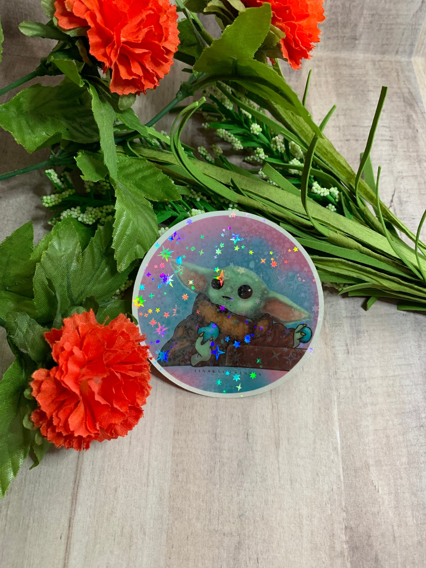The Child Baby Yoda Grogu with Cookie Sticker - TinakayCreations